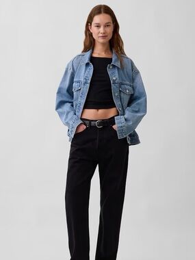 GAP Women's oversized Dark Blue Denim Jacket